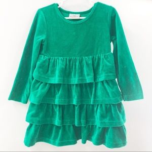 Hanna Andersson Green Velvet Tiered Dress | Size 4